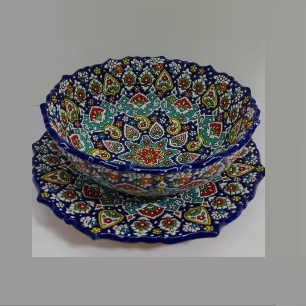 کاسه و بشقاب | میناکاری روی سفال