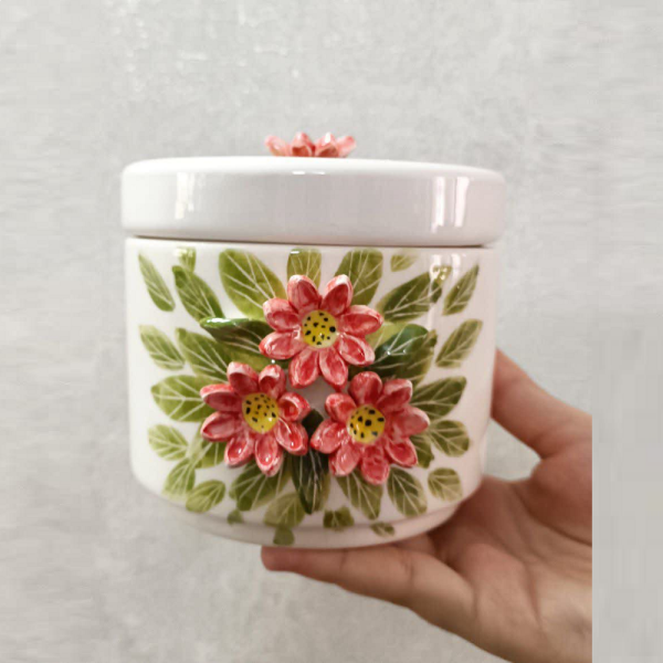 قندان | شکلات خوری گل برجسته | سرامیکی