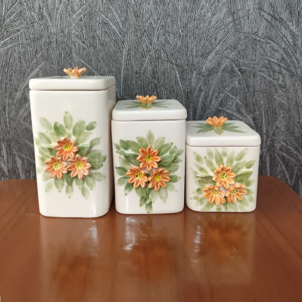 سرویس پا سماوری گل برجسته | سرامیکی | کد 07