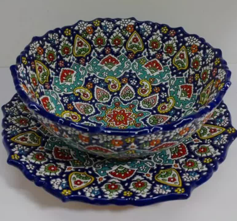 کاسه و بشقاب | میناکاری روی سفال - تصویر 3